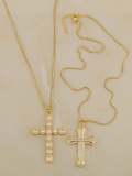 Collar religioso minimalista con cruz de circonita cúbica de oro laminado