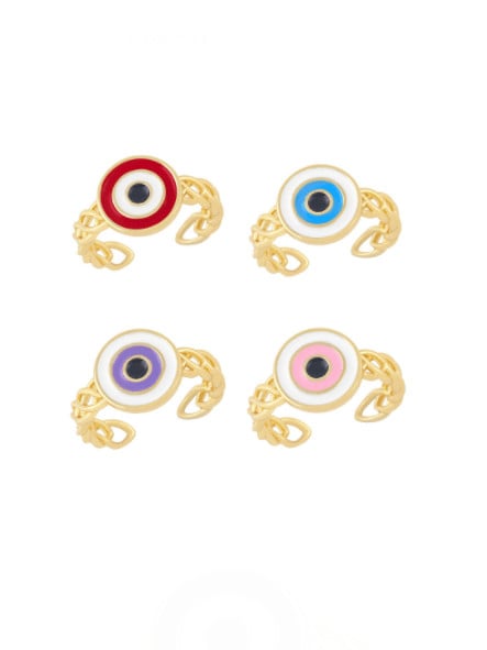 Anillo de banda vintage de mal de ojo esmaltado de oro laminado