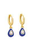oro laminado Cubic Zirconia Multi Color Esmalte Water Drop Vintage Huggie Earring
