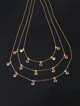 Collar minimalista geométrico de diamantes de imitación de oro laminado