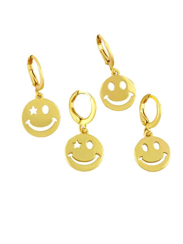 Pendiente Huggie minimalista con sonrisa hueca de oro laminado