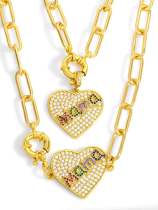 Collar vintage con corazón de circonitas cúbicas de oro laminado