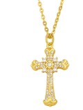 Collar Religioso Étnico con Cruz de Zirconia Cúbica de oro laminado