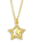 Collar minimalista de estrella de circonita cúbica de oro laminado