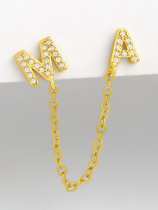 oro laminado Cubic Zirconia Cadena simple mariposa letras Bohemia Stud Earring (individual)