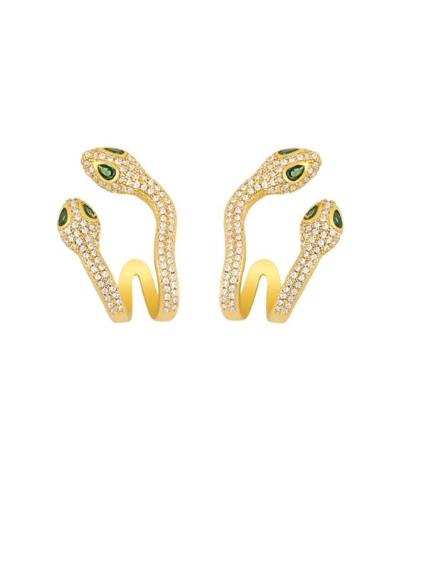 Arete vintage de serpiente con circonitas cúbicas de oro laminado