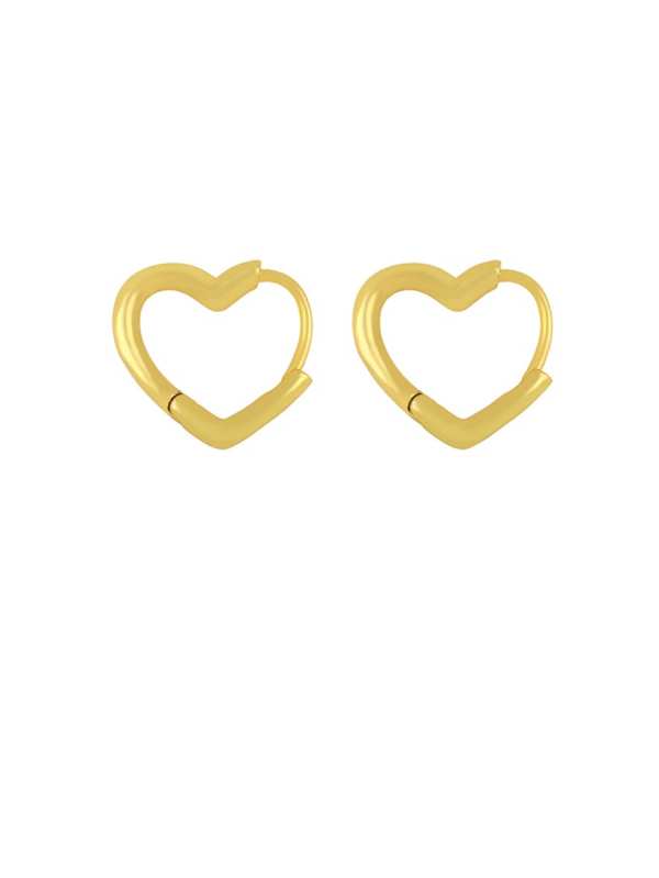 Arete de oro laminado con corazón hueco vintage