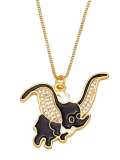 Collar vintage de elefante con icono de esmalte de circonitas cúbicas de oro laminado
