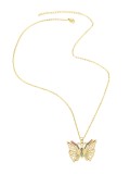 Collar vintage de mariposa con circonitas cúbicas de oro laminado