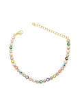 Pulsera minimalista de ojo malvado de esmalte de oro laminado