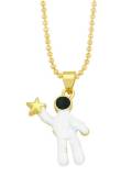 Collar con colgante de astronauta de hip hop con estrella esmaltada de oro laminado