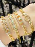 Pulsera vintage de bolas de circonitas cúbicas de oro laminado