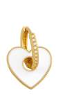 Arete colgante minimalista con corazón de esmalte de oro laminado