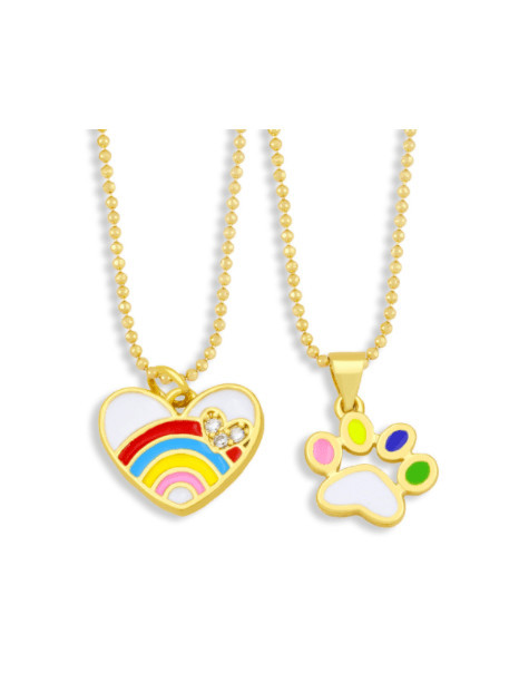 Collar minimalista con cuentas de arco iris de esmalte de oro laminado