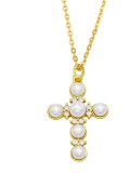 Collar minimalista de corazón de perla de imitación de oro laminado