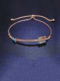 Brazalete ajustable delicado irregular de oro laminado con circonitas cúbicas