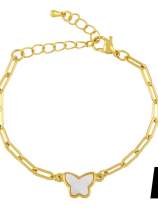 Brazalete ajustable minimalista de mariposa de concha de oro laminado