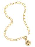 Collar vintage geométrico de oro laminado con circonitas cúbicas