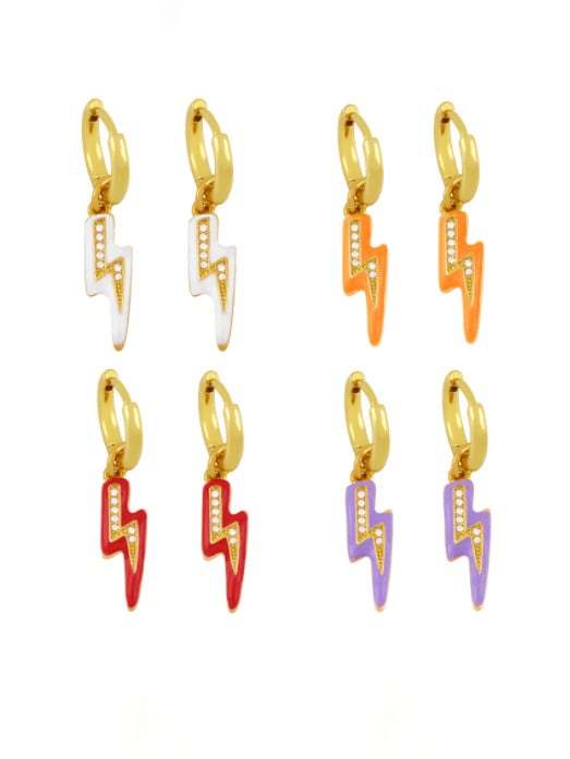 Pendiente Huggie minimalista irregular de esmalte de oro laminado