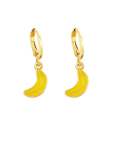 Arete Huggie Vintage Friut con esmalte de oro laminado