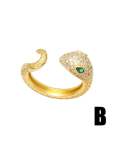 Anillo de banda vintage de serpiente con circonita cúbica de oro laminado