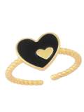 Anillo de banda minimalista con corazón de esmalte de oro laminado