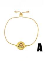 Pulsera ajustable étnica mal de ojo con circonitas cúbicas de oro laminado