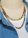Collar minimalista geométrico de varios colores con circonitas cúbicas de oro laminado