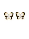 Pendiente lindo Huggie de mariposa esmaltada de oro laminado