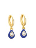 oro laminado Cubic Zirconia Multi Color Esmalte Water Drop Vintage Huggie Earring