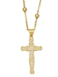 Collar Religioso Étnico con Cruz de Zirconia Cúbica de oro laminado
