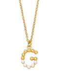 Collar minimalista con letra de perla de imitación de oro laminado