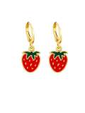 Arete Huggie Vintage Friut con esmalte de oro laminado