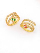 Anillo apilable de lujo con serpiente de circonita cúbica de oro laminado