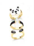 Anillo de oro laminado con panda esmaltado