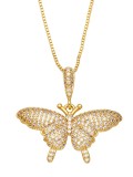 Collar con colgante de mariposa vintage de circonita cúbica de oro laminado