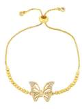 Brazalete Ajustable Vintage de Mariposa con Zirconia Cúbica de oro laminado