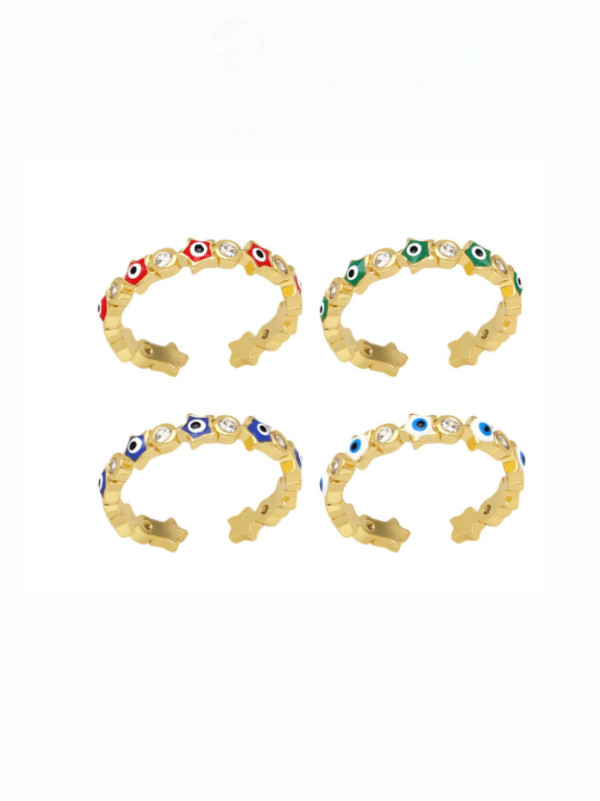 Anillo de banda vintage de mal de ojo esmaltado de oro laminado