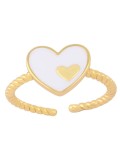 Anillo de banda minimalista con corazón de esmalte de oro laminado