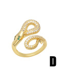 Anillo de banda vintage de serpiente con circonita cúbica de oro laminado