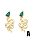 Arete lindo de serpiente con circonitas cúbicas de oro laminado