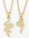 Collar Vintage Serpiente de oro laminado con Zirconia Cúbica