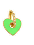 Arete colgante minimalista con corazón de esmalte de oro laminado