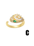 Anillo de banda vintage de serpiente con circonita cúbica de oro laminado