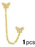 oro laminado Cubic Zirconia Cadena simple mariposa letras Bohemia Stud Earring (individual)