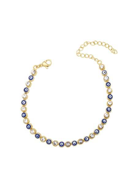 Pulsera minimalista de ojo malvado de esmalte de oro laminado