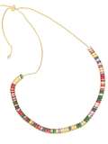 Collar minimalista geométrico de varios colores con circonitas cúbicas de oro laminado
