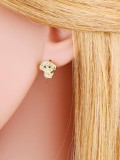 oro laminado Cubic Zirconia Animal Rabbit Cute Stud Earring