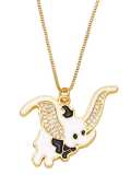 Collar vintage de elefante con icono de esmalte de circonitas cúbicas de oro laminado