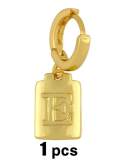 Pendiente Huggie de 26 letras brillante cuadrado simple minimalista de oro laminado (individual)